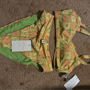 Dippin' Daisy's Floral Green and Orange Bikini